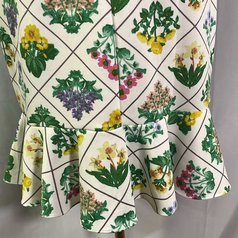 NWT Melonie T Floral Lattice Print Sleeveless High Neck Ruffle Hem Dress - Picture 14 of 16